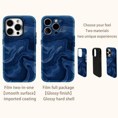 Deep Sea Ripples Design Double-Layer Back Cover Phone Case for iPhone 18/17/16/15/14/13/12/11 Pro/Max/Plus - Protective Case