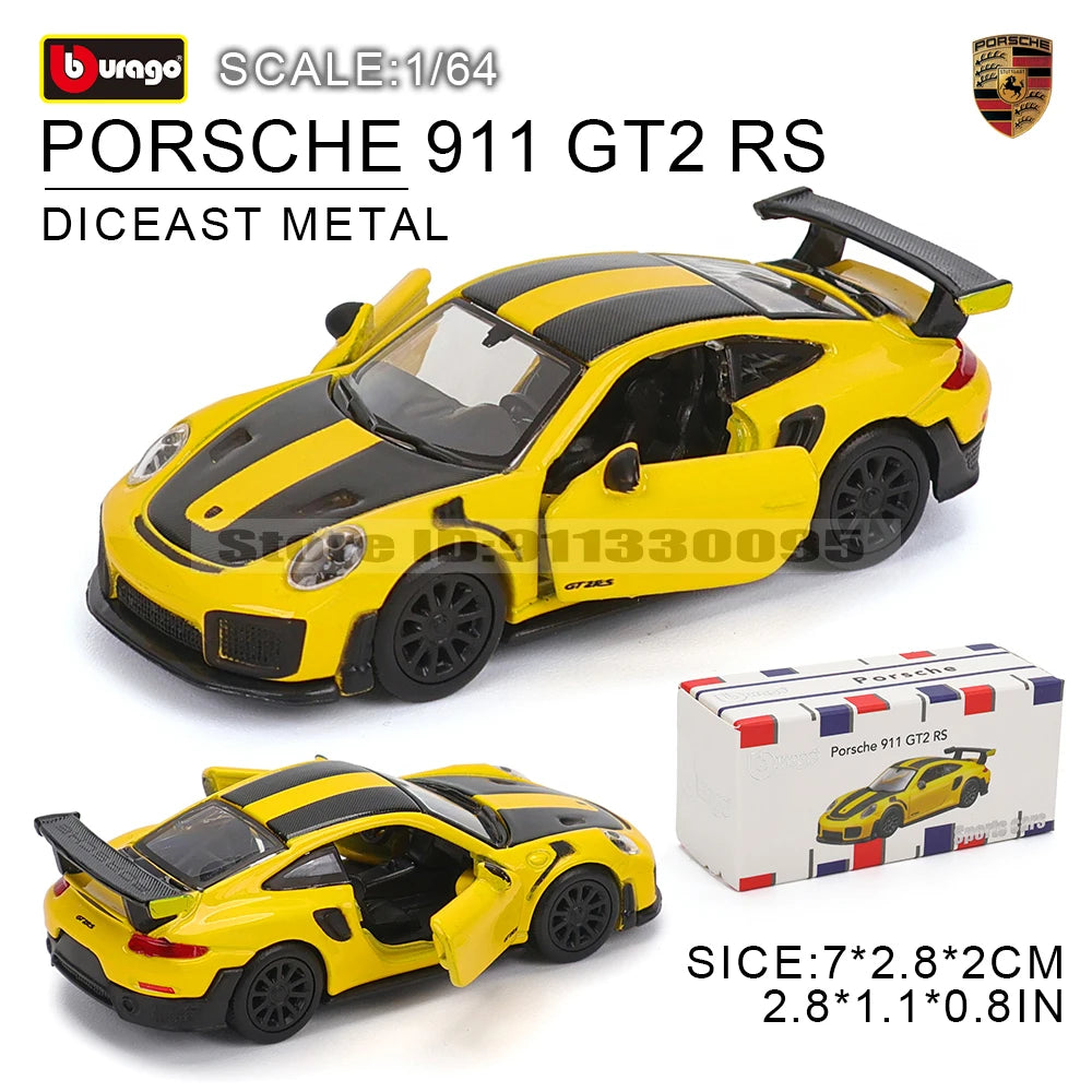 Bburago 1:64 golf Porsche 911 Shelby Raventon Mustang Lamborghini Collection Series Car Die Casting Model Gift Toy
