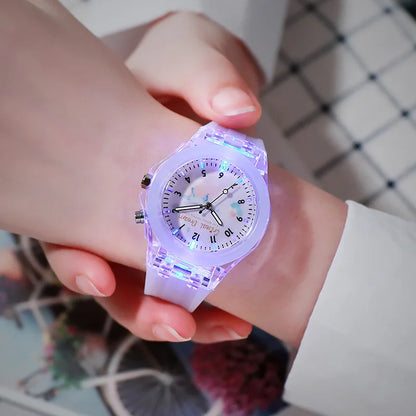 New Sport Kid Watches For Girls Boys Gift Personality Clock Easy Read Children Silicone Flash Quartz Wristwatches Reloj Infantil