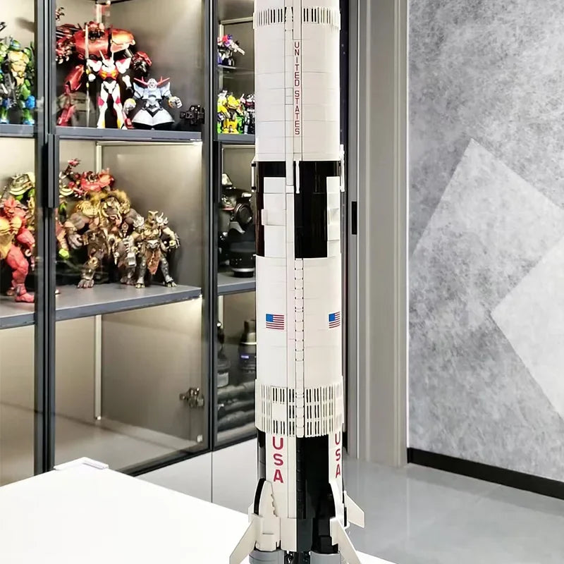 In Stock Apollo Saturn V Building Blocks Space Rocket Building Blocks Children's Toys Decoration Birthday Christmas Gifts
