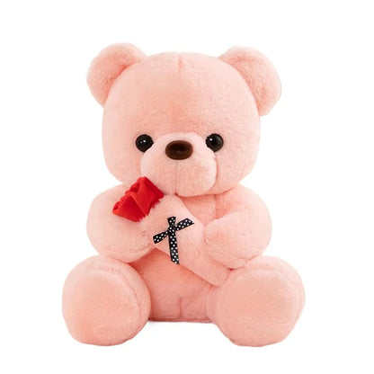 Wedding Rose Bear Plush Toy Cute Stuffed Animal Gift for Valentines Day Anniversary and Romantic Celebration Decor