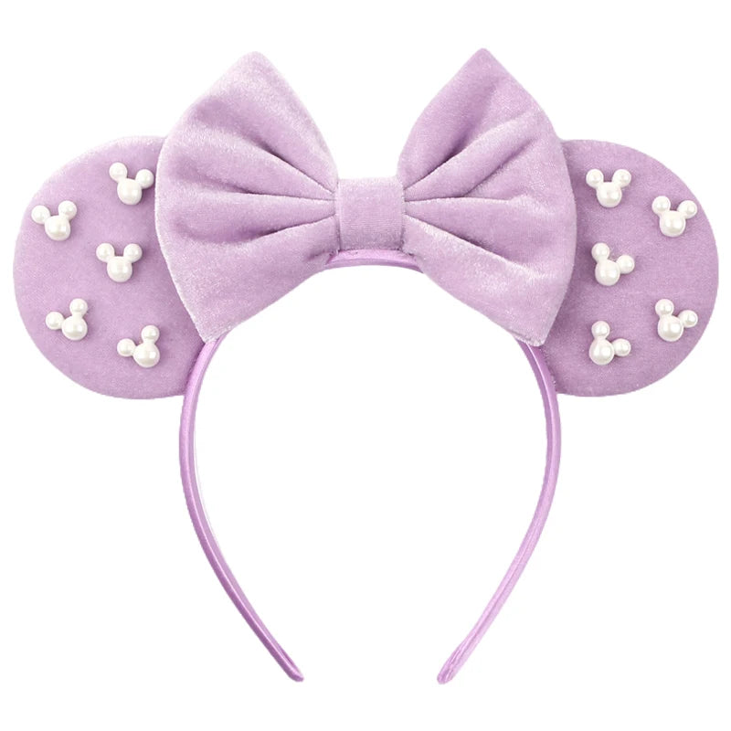 New Trendy Mouse Ears Headband 3.3"Velvet For Girls Soft Bow Hairband Halloween Festival Party Trip DIY Hair Accessories Gifts
