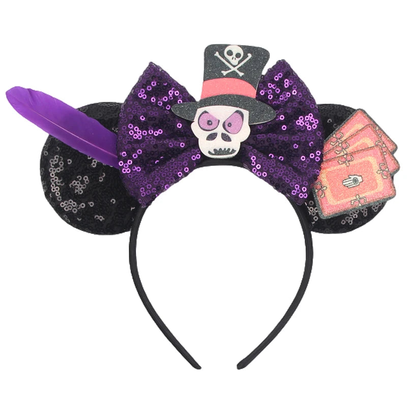 2026Latest Mickey Minnie Ear Headband Sequin Bows For Girl Adult Kids Halloween Party Cosplay Hair Accessories Princess Hairband