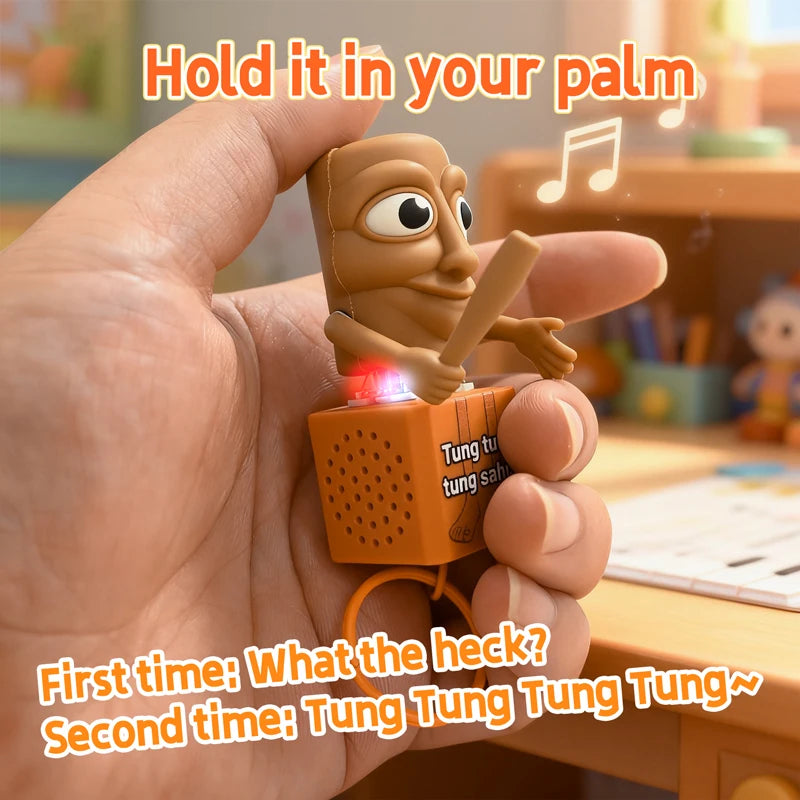 Tung tung tung Sahur Keychain Wooden Stick Man Button Keychain Click Luminous Sound Pendant Anime Peripheral Decor Gift Toys