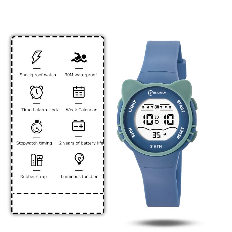 UTHAI C16 Girls And Boys Cute Meow Star Watches Kids Children's Junior High School Waterproof Alarm Clock Electronic Watch