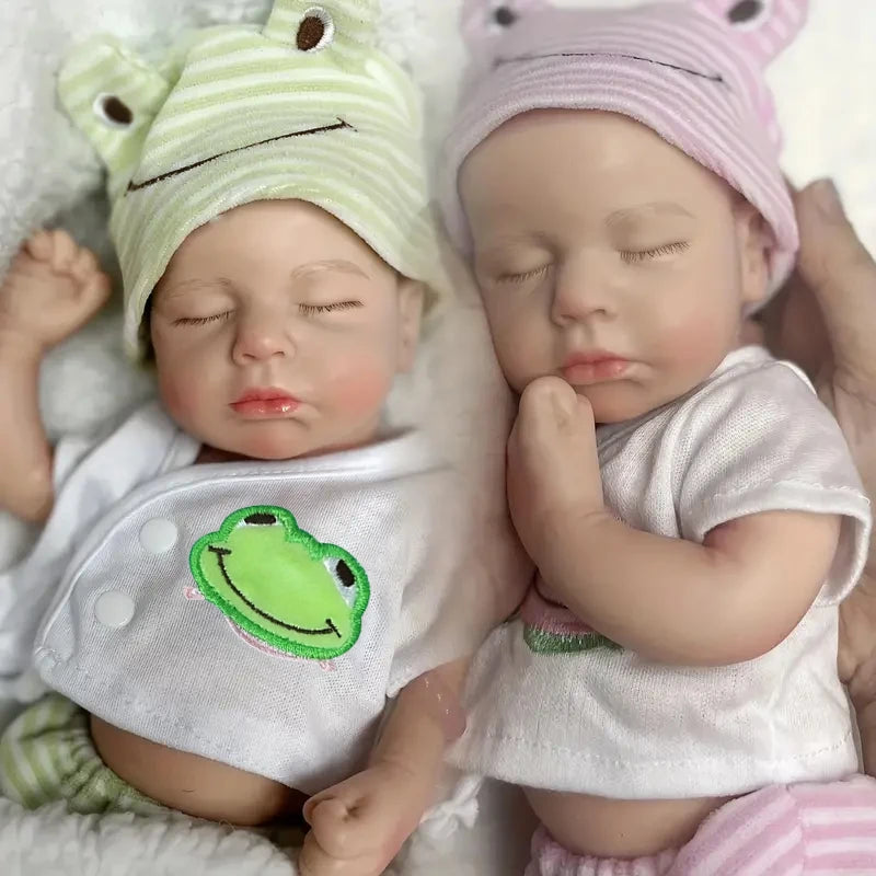33cm Can Open Mouth Painted Solid Silicone LouLou Bebe Reborn Girl and Boy Washable Newborn Baby Dolls For Kid's Gift