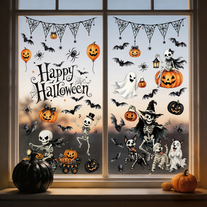 Halloween Window Stickers Combo Set Reusable Static Cling PVC Double Sided Glass Decals for Party Home Decor