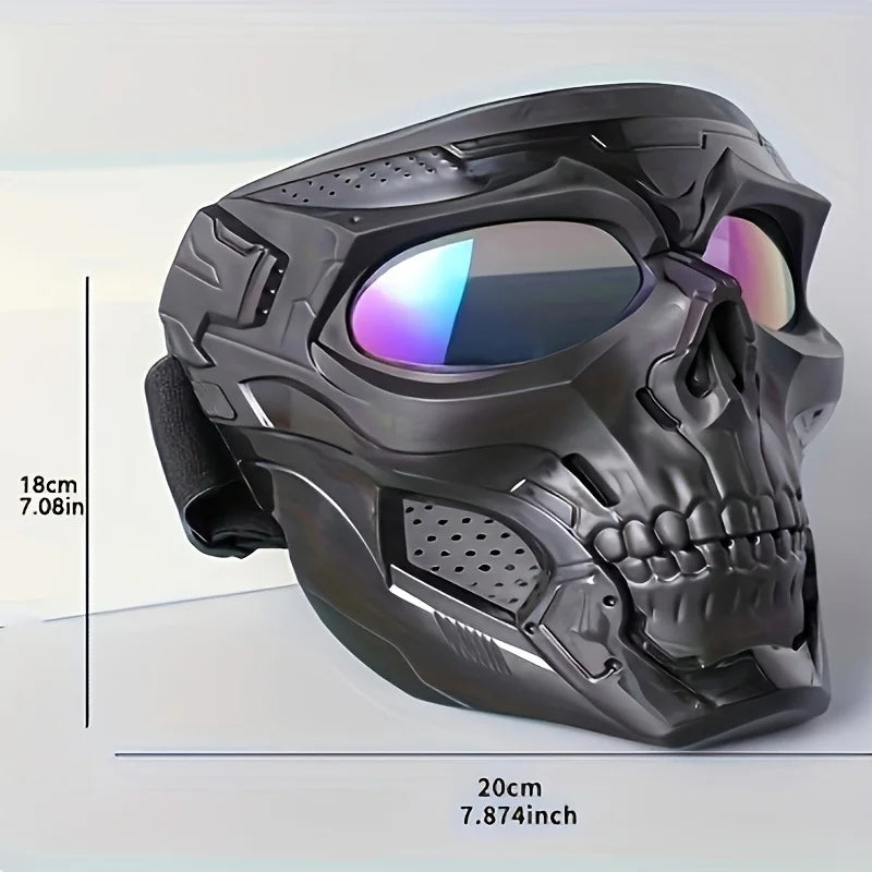 Windproof Full Face Skull Mask – Colored Goggles , Skeleton Design, Perfect for Halloween , Day of the Dead , Cosplay