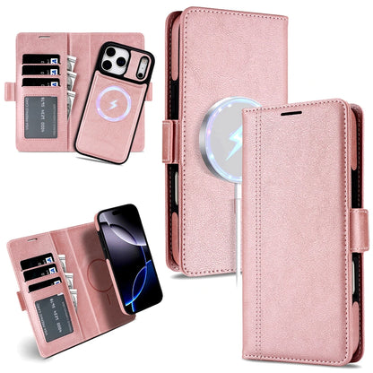 2 in 1 Wallet Case For iPhone 18 17 Promax Air 16 Pro Max 15 Plus 14 13 12 iphone17 Cards Slot Leather For Magsafe Phone Cover