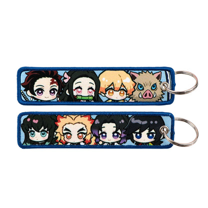 Popular Anime Character Embroidery Keychain Cool Cartoon Key Tag Motorcycles Cars Backpack Chaveiro Fashion Keyring Friend Gifts