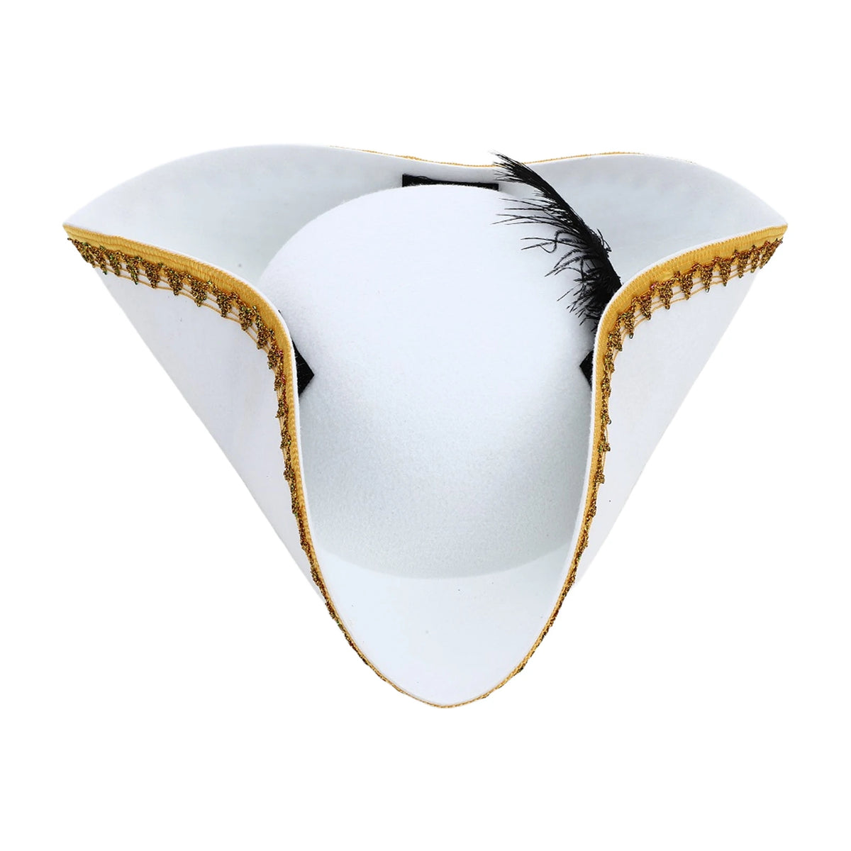 Men Women Unique Tricorn Hat Pirate Cap Metallic Brim Embellish Felt Hat for Masquerade Halloween Cosplay Colonial Costume Hat
