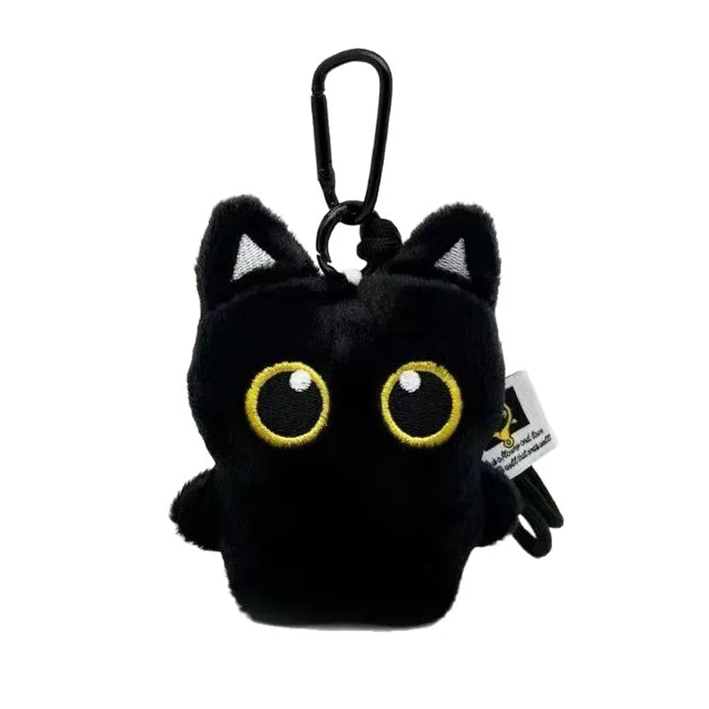 Cute Black Cat Plush Toy Keychain, Cartoon Kitten, Soft Stuffed Doll Pendant, Car Key, Backpack, Bag Decoration