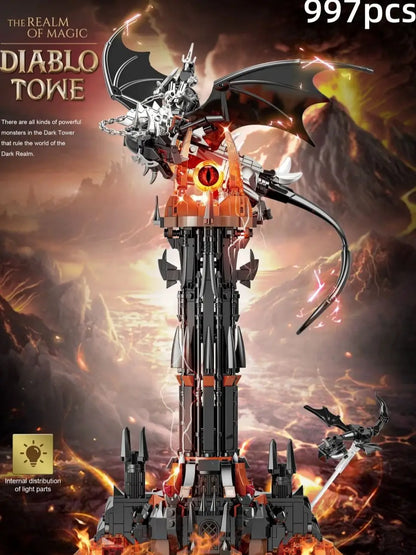 Moc-Lord Movie Rings Model The Fell Beast Magic Tower Building Blocks Fortress Castle Creative Assemble  Bricks Toys Gift For Ki