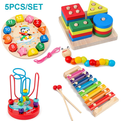 Montessori Baby Toys Kids 3D Wooden Puzzles Early Learning Baby Games Toys Educational Wooden Toys For Children Birthday Gifts