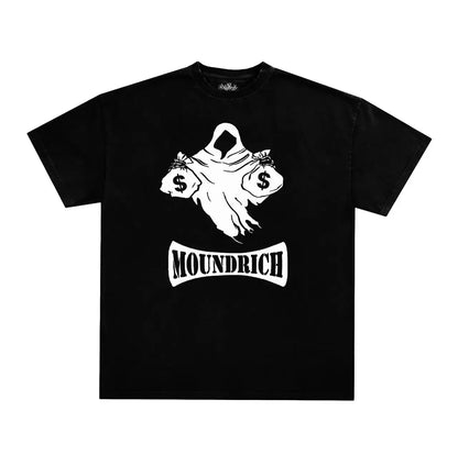 American Goth Haunted Mound Graphic T-shirt Printed Men Women Y2K Grunge Summer Short-sleeved Oversized T-shirt Streetwear Top