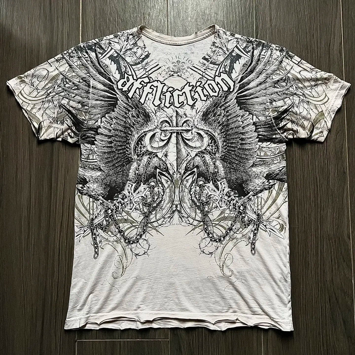 90s affliction Hip Hop Skull Graphic t shirts Men Streetwear Goth Tops Men Clothes Casual Gothic Oversized Long Sleeve T shirt