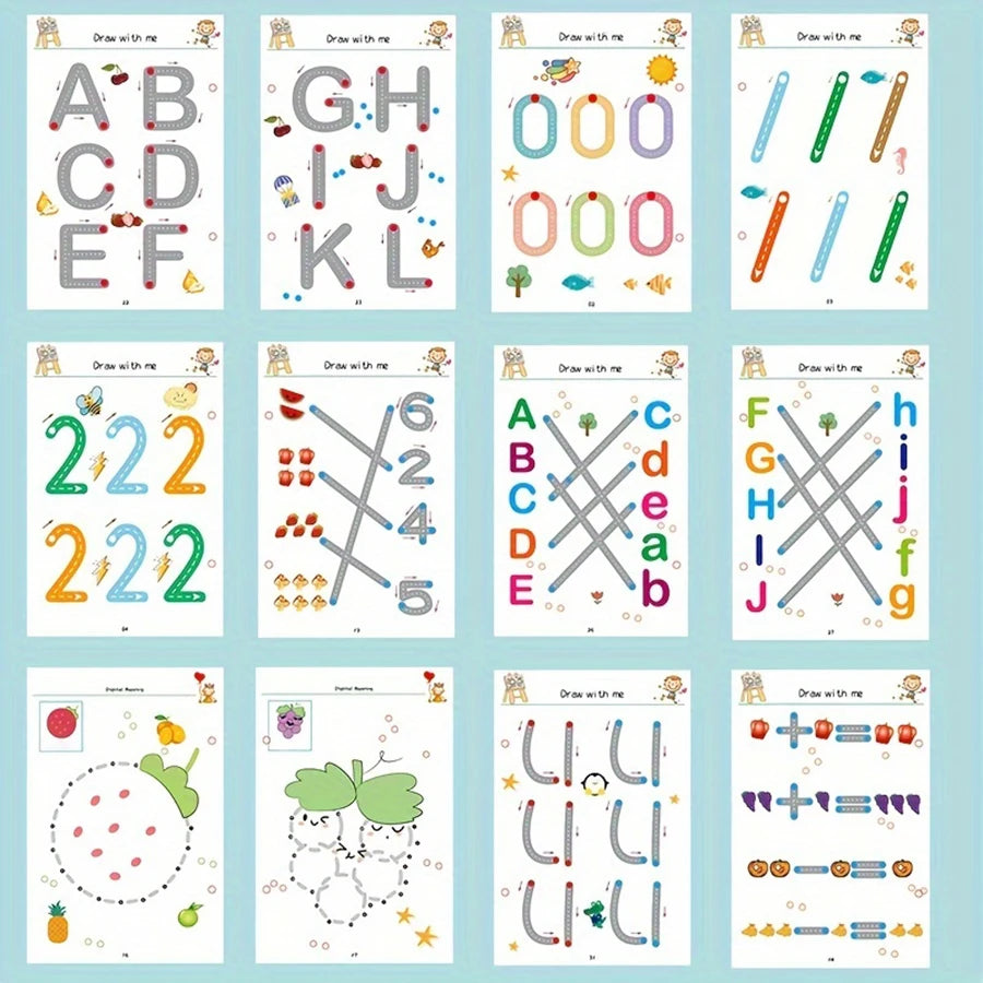 34-Page Reusable Magic Tracing Workbook, Educational Drawing and Pen Control Training, Includes Pen and Eraser, Essential for Learning, Classroom Education, Birthday, Christmas, Easter Gift