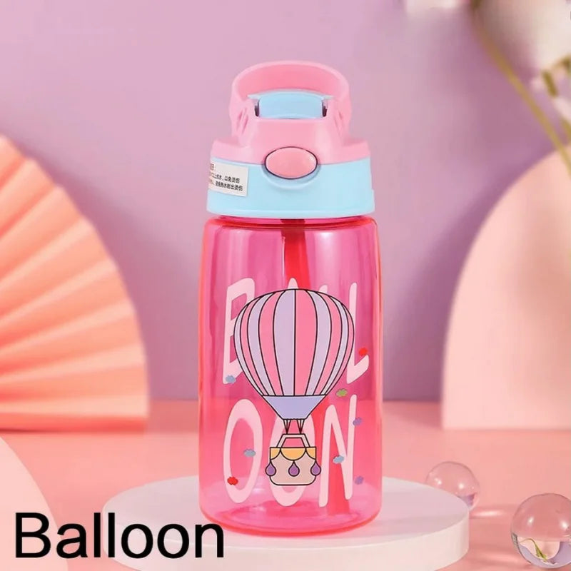 1PC Kids Water Sippy Cup Kids Water Bottle with Straw and Handle Portable Drinking Bottle Cup Children