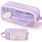 Purple Transparent Pencil Case, Large-capacity Simple Stationery Bag, Cute Cosmetic Bag, Student Study Supplies, Office Supplies