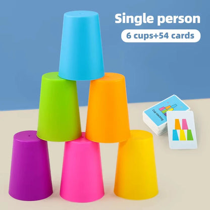 Montessori Toys Mini Stack Cup Game With Card Educational Intellectual Enlightenment Color Cognition Logic Training Children