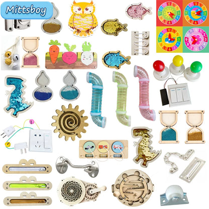 DIY Montessori  Busy Board Material Accessories Pipe Roller Teaching Aid Early Education Learning Skill Toy Part Wooden Toy Gift