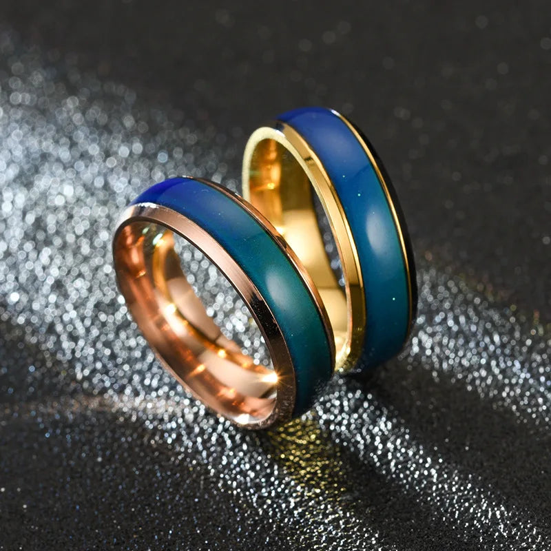 6MM Changing Color Stainless Steel Rings For Women Mood Emotion Feeling Temperature Ring Men Couples Fashion Jewelry Gift