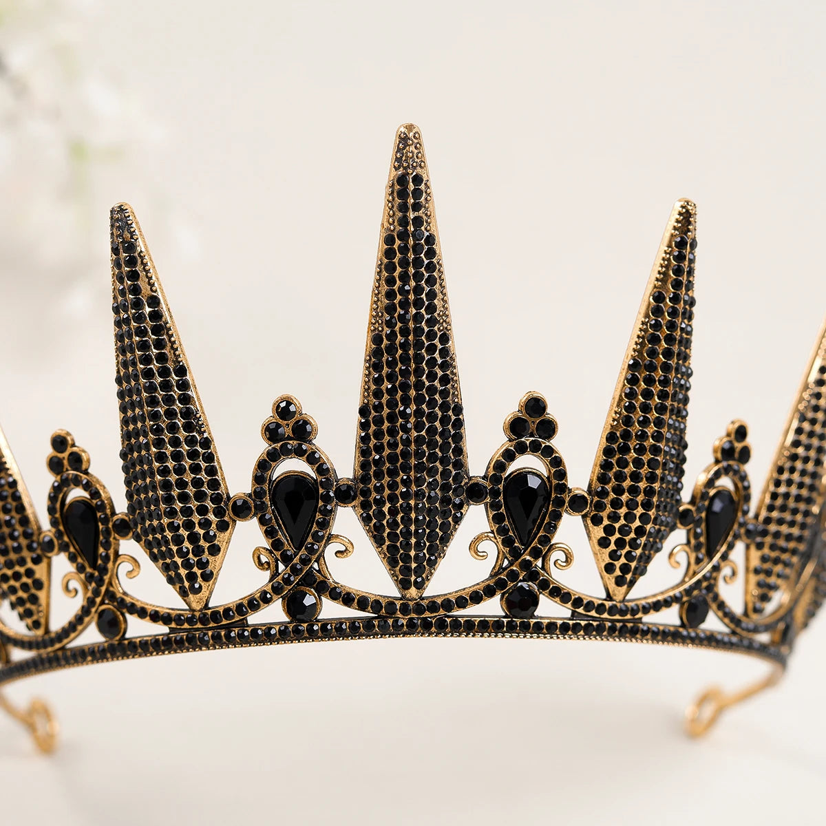 Baroque Black Silver Color Crystal Rhinestone Tiaras And Crowns For Women Bride Halloween Party Hair Accessories