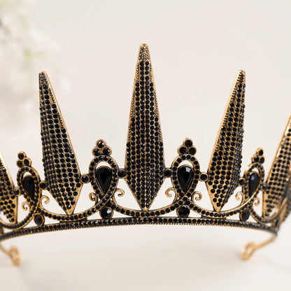Baroque Black Silver Color Crystal Rhinestone Tiaras And Crowns For Women Bride Halloween Party Hair Accessories