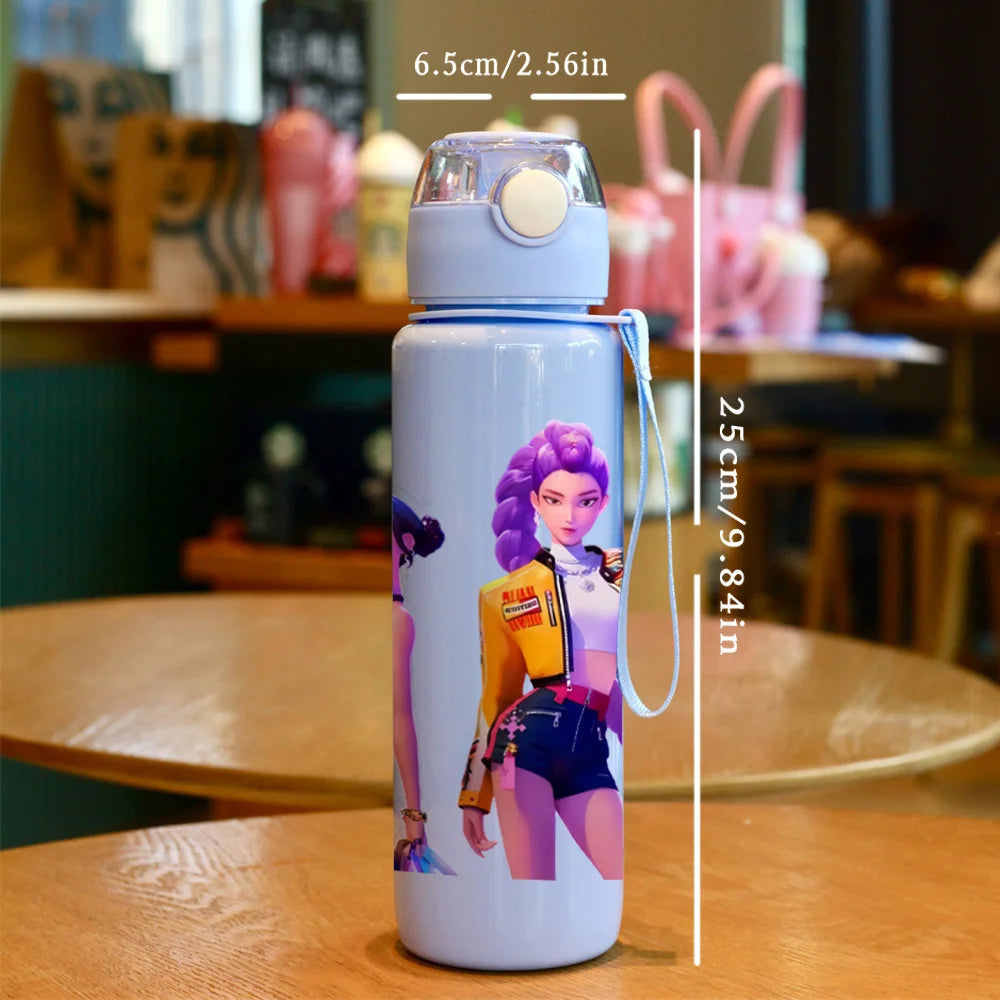 Cartoon Pretty Girl Pattern Water Cup, 3D Printed Pattern, Fade-Resistant, Popular Movie Pattern, Essential for Sports and Fitne