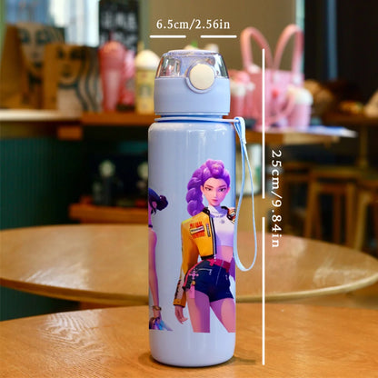 Cartoon Pretty Girl Pattern Water Cup, 3D Printed Pattern, Fade-Resistant, Popular Movie Pattern, Essential for Sports and Fitne