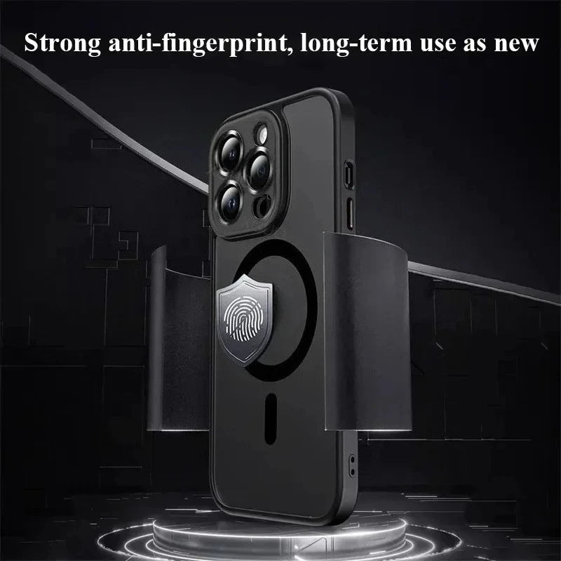 Frosted Matte Armor Phone Case For iPhone 17 18 16 Pro Max 15 14 Plus 13 12 11 Air Magnetic Wireless Charge Lens Protect Cover