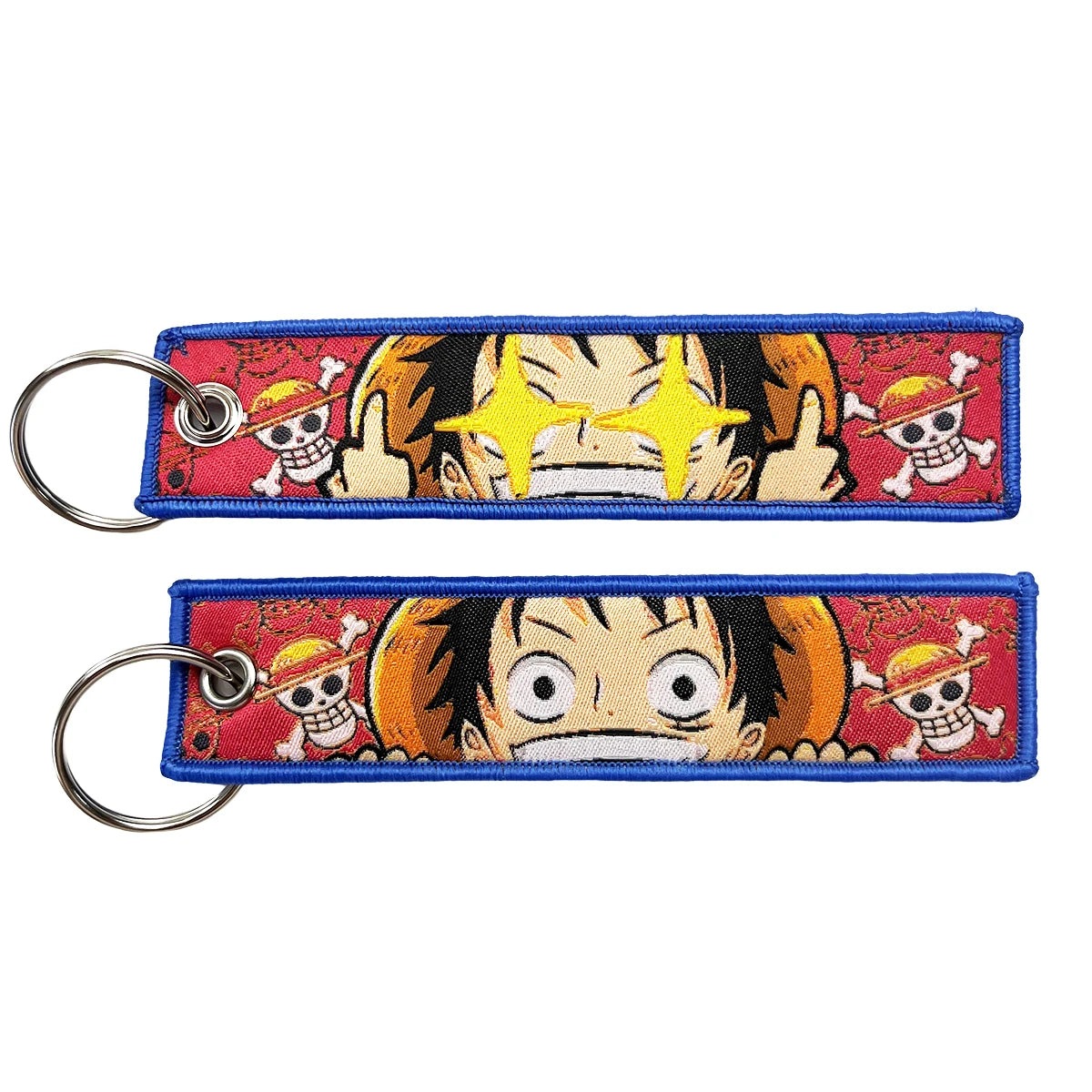 One Piece Anime Key Chains with Cute Jet Manga Embroidery Fashion Key Tag for Jewelry Accessory Key Ring Holder Gift Anime Fans