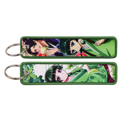 Popular Anime Character Embroidery Keychain Cool Cartoon Key Tag Motorcycles Cars Backpack Chaveiro Fashion Keyring Friend Gifts