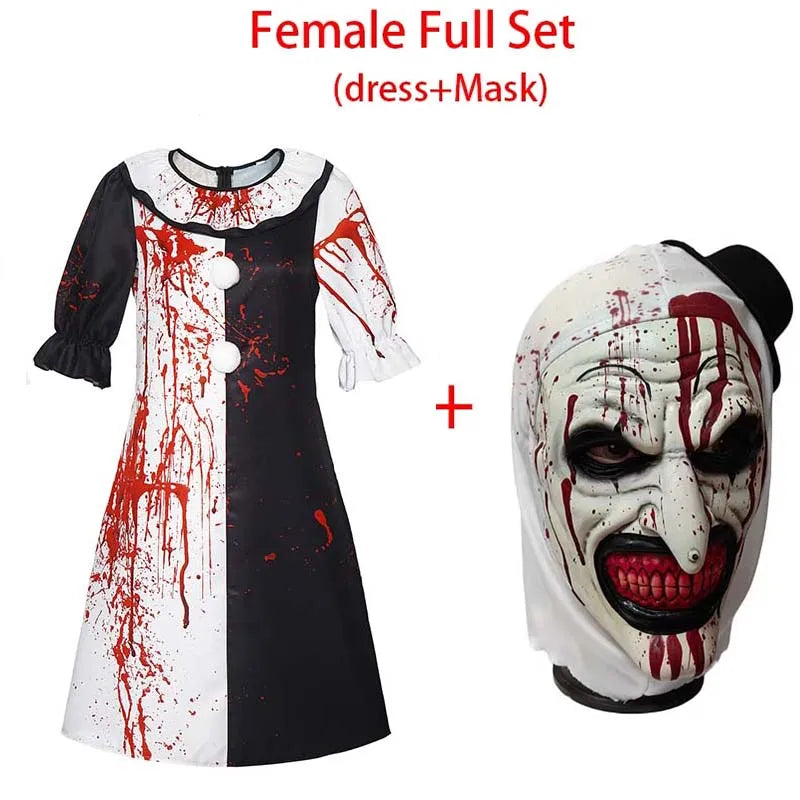 Art The Clown Cosplay Costume ‌Terrifierr 3 Bloody Outfits Killer Clowns Jumpsuits for Halloween Carnival Party Horror Costumes