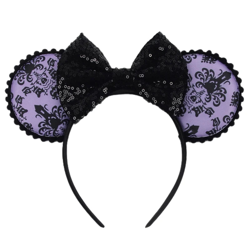 2026Latest Mickey Minnie Ear Headband Sequin Bows For Girl Adult Kids Halloween Party Cosplay Hair Accessories Princess Hairband