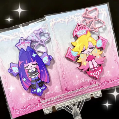 Fashion Panty & Stocking with Garterbelt Anime KeyChain Men Key Chain for WomenKawaii Figure Acrylic Keyring Pendant Gifts