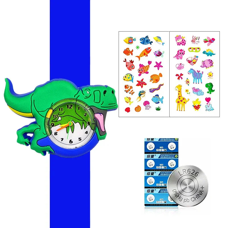 Boys Girls Watches Baby Kindergarten Party Gift Children Study time Toy Wristwatches Slap Bracelet Clock Cartoon Kids Watches