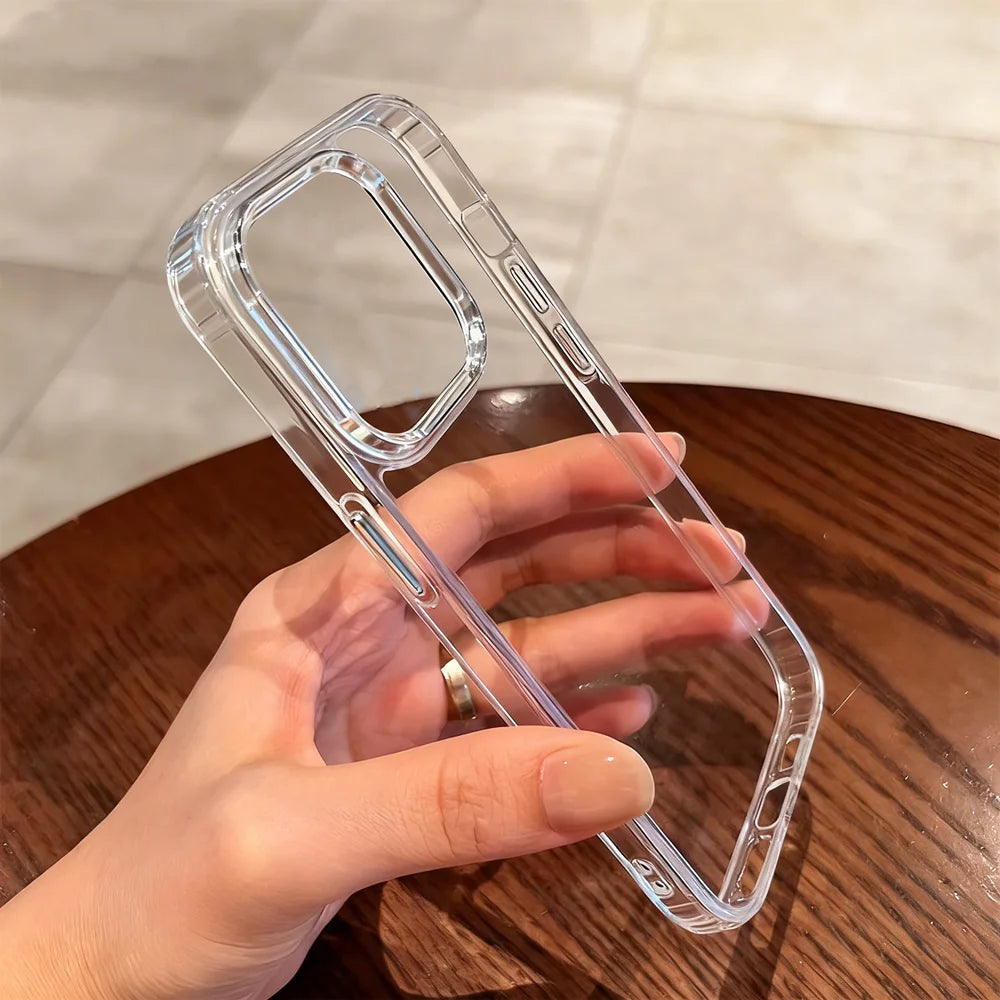 Luxury Transparent Phone Case For iPhone Duo 18 17 16 15 14 Plus 13 12 11 Pro Max Shockproof HD Clear Hard Acrylic Back Cover