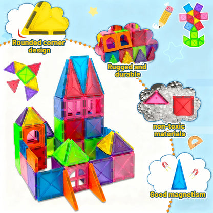 Magnetic Building Blocks Construction Set Montessori Sensory Educational DIY Toy For 3Years+ Old Kids Boys Girls Gifts