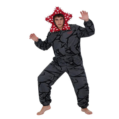New Adult Kids Fall Winter Thicken Cannibal Flower Demogorgon Cosplay Costume Comfortable Flannel Fabric Pajamas Halloween Suits