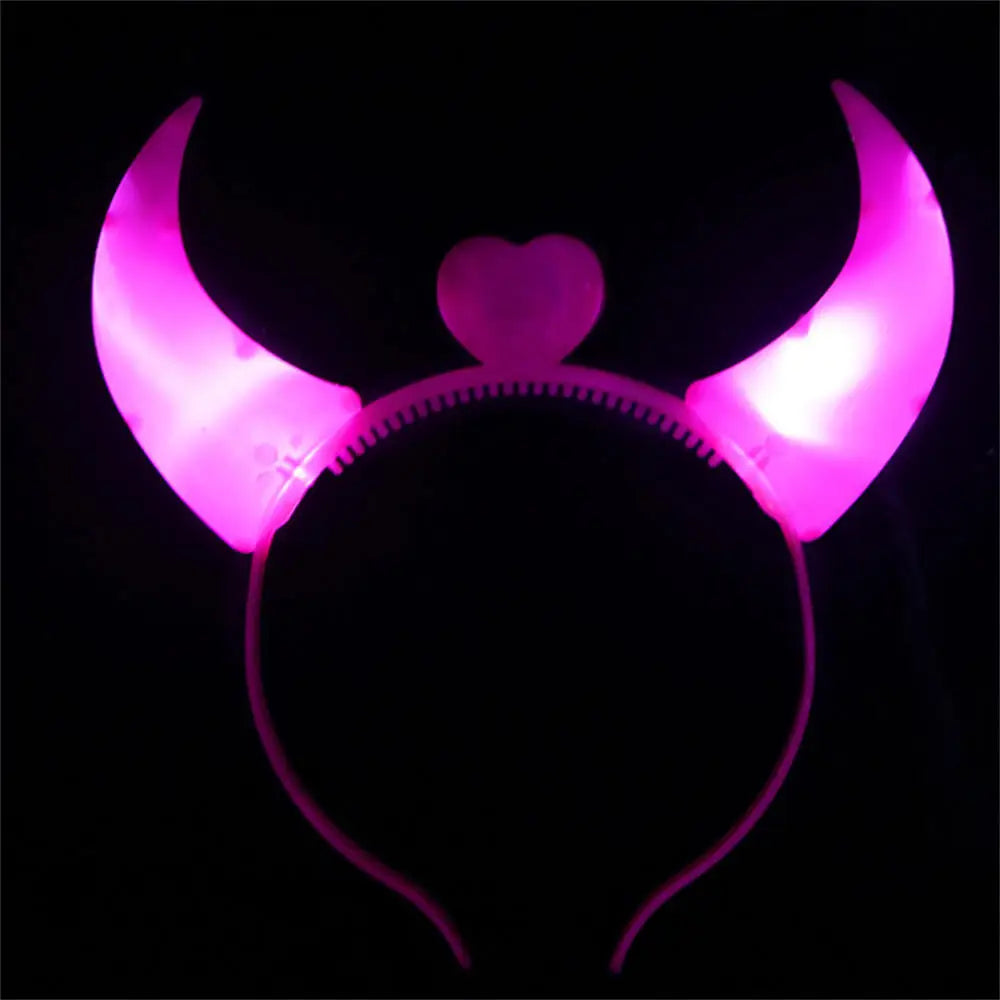 Led Funny Devil Horn Light Up Head Band Hair Hoops Flashing Horn Children Adults Halloween Christmas Party Decor Headwear