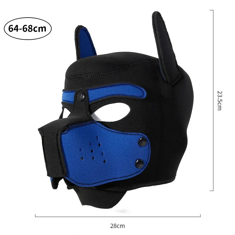 Fashion Unisex Sexy Costumes Latex Open Mouth Dog Headgear Halloween Pupply Play Party Couples Games Full Face Fetish Masks Hood