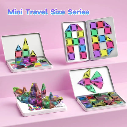 Mini magnetic building blocks toy, with a metal box for easy portability, children's stacking DIY construction toy, parent-child interactive toy, suitable as a gift for children's holidays and birthdays