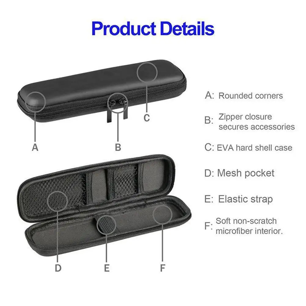 Black EVA Hard Shell Stylus Pen Pencil Case Holder Earphone Mesh Storage Organizer Pencil Zipper Case School Supplies