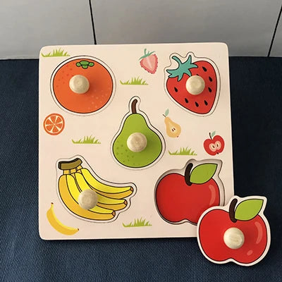 Montessori Wooden 3D Puzzle for Toddlers Animal & Vehicle Shape Matching Blocks Educational Sensory Learning Toy Kids 1-3 Years