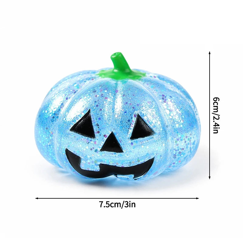 2026 Halloween Maltose Squishy Sequins Glitter Pumpkin Squeeze Balls Anti-stress Slow Rebound Pinch Toy Halloween Party Favors