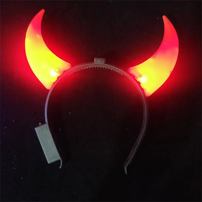 Led Funny Devil Horn Light Up Head Band Hair Hoops Flashing Horn Children Adults Halloween Christmas Party Decor Headwear