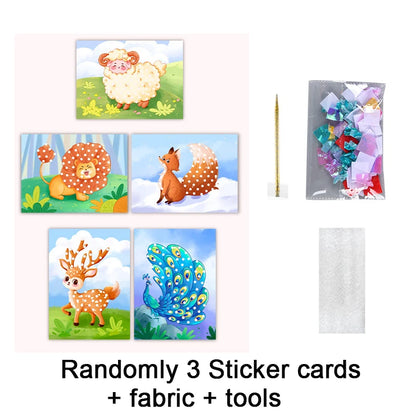 3-12pcs Sticker Cards Fabric Art Craze Poke Caft Toys Creative Puzzle Puncture Painting Poking  Princess Dressing Game Children