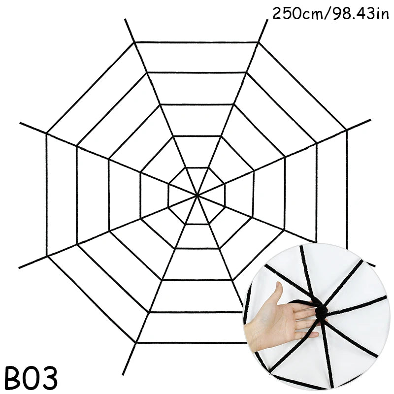 150/250cm Black White Spider Web Giant Stretchy Cobweb For Home Bar Garden Haunted House Horror Props Halloween Party Decoration