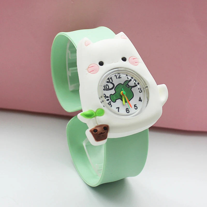 Cartoon Children Watches Baby Study Look The Time Toy Bracelet Kids Slap Watch for Boys Girls Birthday and Christmas Gift Clock